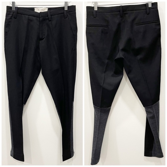 Marni Knit Patch Virgin Wool Trouser Pants Black Size 38 - Picture 1 of 11